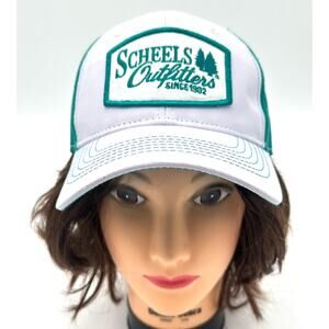 Women's Scheels Outfitters White & Teal Truckers Hat Ladies Fit Adjustable